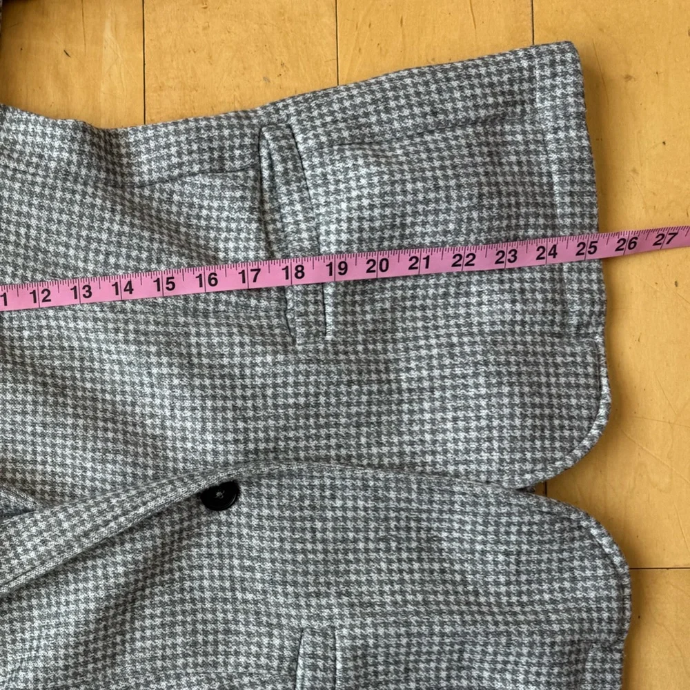 Lands’ End‎ Blazer, Sz Medium 10-12, Houndstooth Grey Polyester Academia Office
